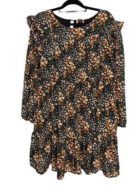 Black Floral Tiered Dress
